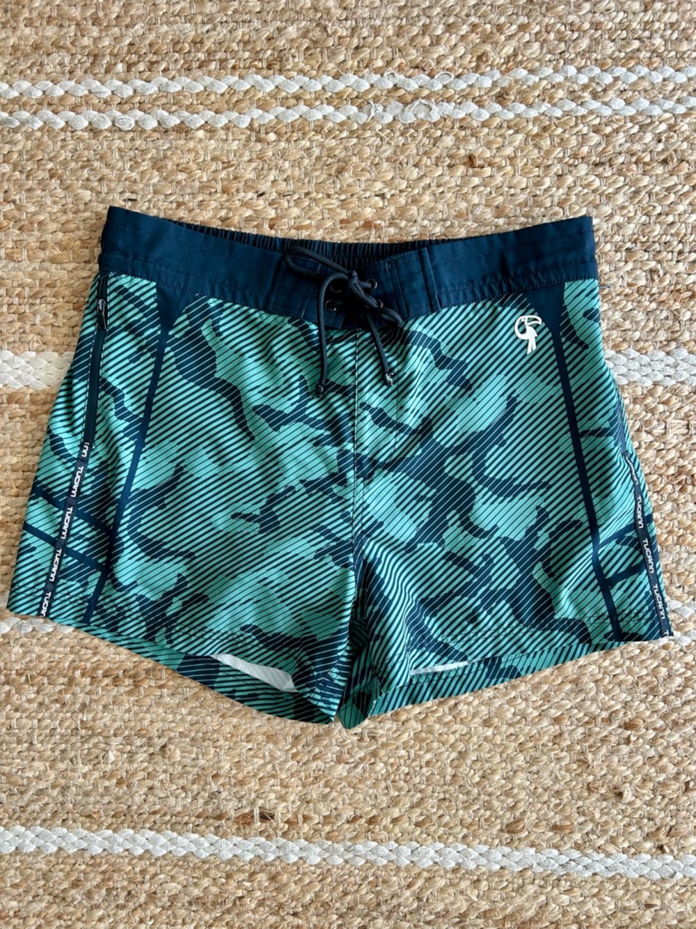 Tucann Striped Camo Swim Trunks Green Camo